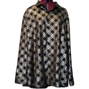 Stacy Adams Metallic Gold Black Velvet Design Women's Plus Size 3X